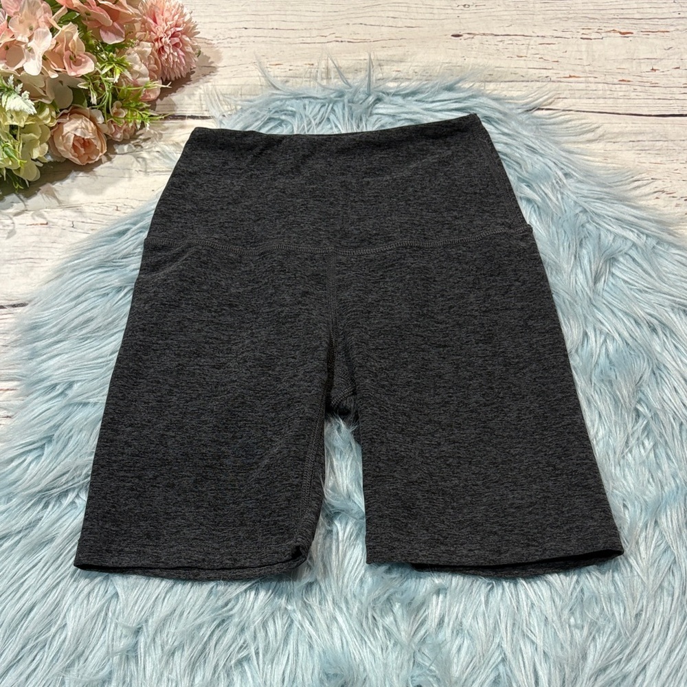 Beyond Yoga Spacedye Team Pockets High Waisted Biker Shorts Black Charcoal